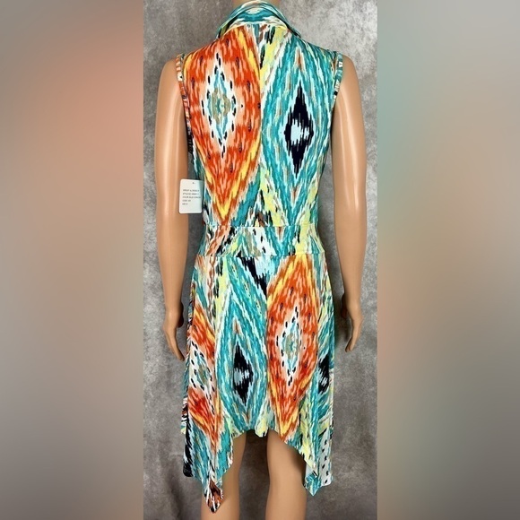 NWT- Asymmetrical Bold Print, Faux Wrap Dress, Sz Med By Stella + Ginger - Picture 6 of 12